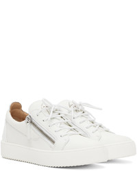 weiße Leder niedrige Sneakers von Giuseppe Zanotti