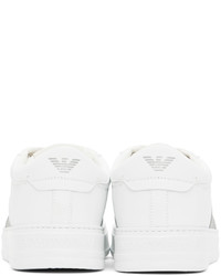 weiße Leder niedrige Sneakers von Emporio Armani