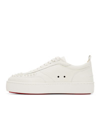 weiße Leder niedrige Sneakers von Christian Louboutin