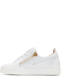 weiße Leder niedrige Sneakers von Giuseppe Zanotti