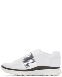 weiße Leder niedrige Sneakers von Jil Sander Navy