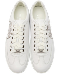 weiße Leder niedrige Sneakers von Versace