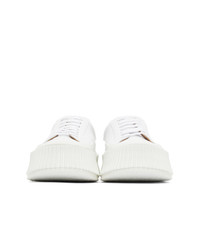 weiße Leder niedrige Sneakers von Jil Sander