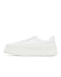 weiße Leder niedrige Sneakers von Jil Sander