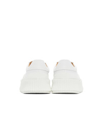 weiße Leder niedrige Sneakers von Jil Sander