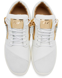 weiße Leder niedrige Sneakers von Giuseppe Zanotti