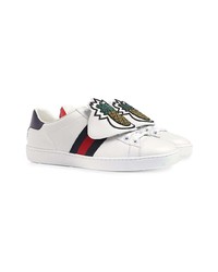 weiße Leder niedrige Sneakers von Gucci