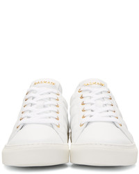 weiße Leder niedrige Sneakers von Balmain