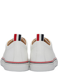 weiße Leder niedrige Sneakers von Thom Browne