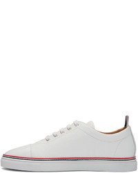 weiße Leder niedrige Sneakers von Thom Browne