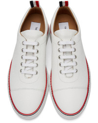 weiße Leder niedrige Sneakers von Thom Browne