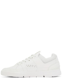 weiße Leder niedrige Sneakers von On