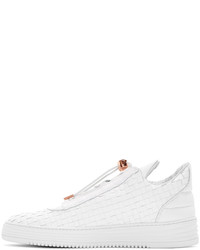 weiße Leder niedrige Sneakers von Filling Pieces