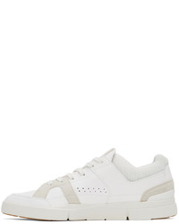 weiße Leder niedrige Sneakers von On