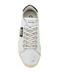 weiße Leder niedrige Sneakers von Leather Crown