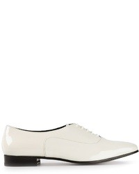 weiße Leder Oxford Schuhe von Saint Laurent