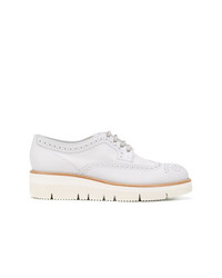 weiße Leder Oxford Schuhe von Santoni