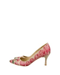 weiße Leder Pumps mit Blumenmuster von Dogo Shoes