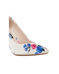 weiße Leder Pumps mit Blumenmuster von Nine West