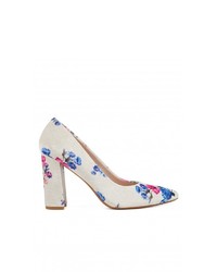 weiße Leder Pumps mit Blumenmuster von Nine West