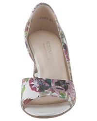 weiße Leder Pumps mit Blumenmuster von Peter Kaiser