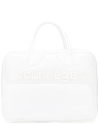 weiße Leder Reisetasche von Courreges