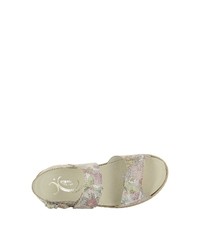 weiße Leder Sandaletten mit Blumenmuster von Florett
