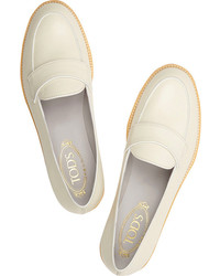 weiße Leder Slipper von Tod's