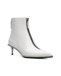 weiße Leder Stiefeletten von Alexander Wang