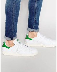 weiße Leder Turnschuhe von adidas