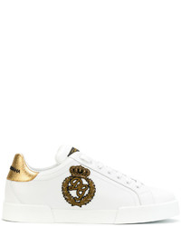 weiße Leder Turnschuhe von Dolce & Gabbana
