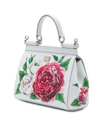 weiße Leder Umhängetasche mit Blumenmuster von Dolce & Gabbana