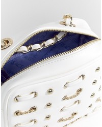 weiße Leder Umhängetasche von Versace