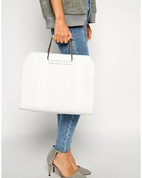 weiße Lederhandtasche von Asos