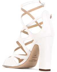 weiße Ledersandalen von Jimmy Choo