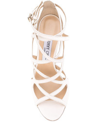 weiße Ledersandalen von Jimmy Choo