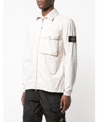 weiße leichte Shirtjacke von Stone Island