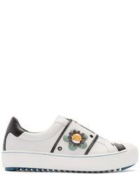 weiße niedrige Sneakers mit Blumenmuster von Fendi