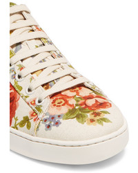 weiße niedrige Sneakers mit Blumenmuster