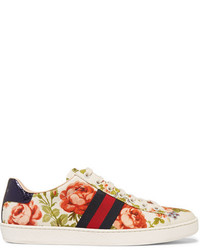 weiße niedrige Sneakers mit Blumenmuster