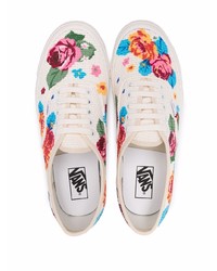 weiße niedrige Sneakers mit Blumenmuster von Vans