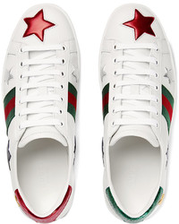 weiße niedrige Sneakers mit Sternenmuster von Gucci