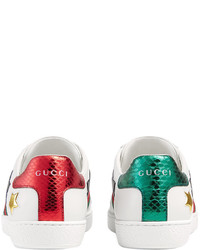 weiße niedrige Sneakers mit Sternenmuster von Gucci