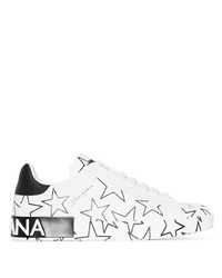 weiße niedrige Sneakers mit Sternenmuster von Dolce & Gabbana