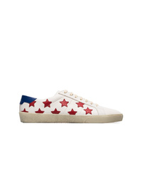 weiße niedrige Sneakers mit Sternenmuster von Saint Laurent