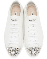weiße niedrige Sneakers von Miu Miu
