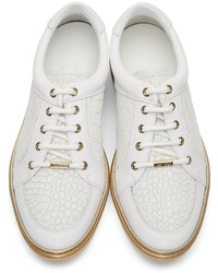 weiße niedrige Sneakers von Jimmy Choo