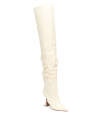 weiße Overknee Stiefel aus Leder von Amina Muaddi