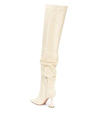 weiße Overknee Stiefel aus Leder von Amina Muaddi
