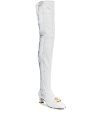 weiße Overknee Stiefel aus Leder von Gucci
